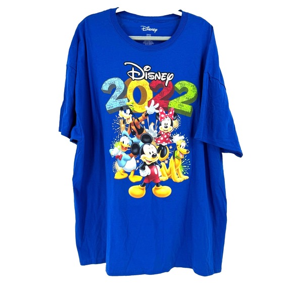 Disney‎ Mickey Mouse & Friends 2022 T-Shirt Women's 3XL Blue Plus Size Colorful - Picture 1 of 7